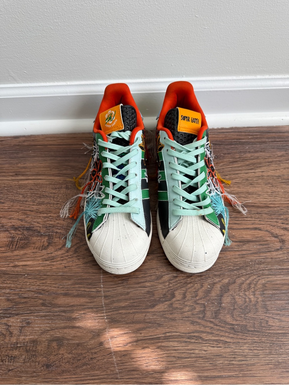 adidas Superstar AEC Sean Wotherspoon Superearth Black Embroidered Sneakers 7.5M - Picture 2 of 9